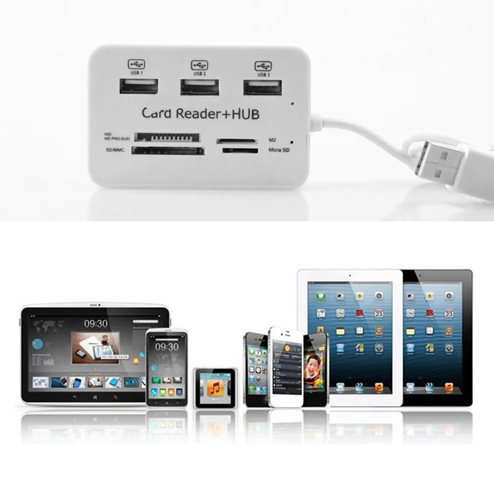 3in 1 мини-кардридер usb-хаб Combo2.0 высокоскоростной Мульти USB 2,0 концентратор USB разветвитель портативный все в одном для SD/MMC/M2