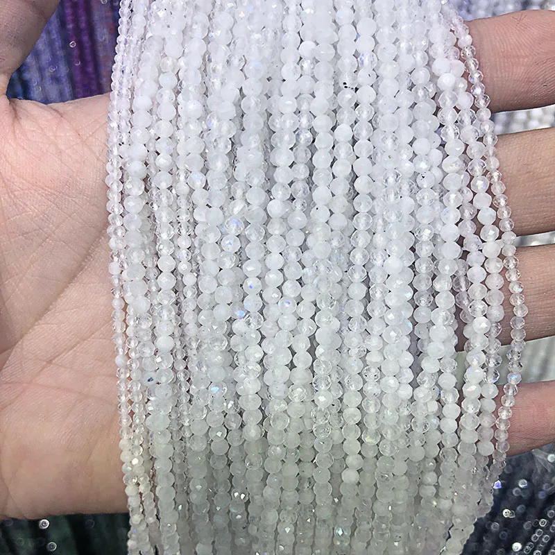 Precious Natural Stone Faceted White MoonStone Small Round Beads For Jewelry Making 2/3/4/5mm DIY Necklace Bracelet Earring