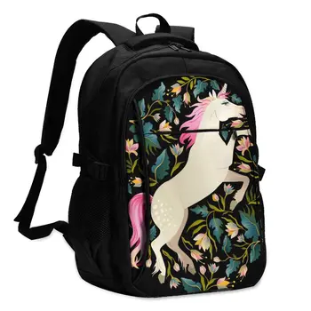

Backpack USB Charge Women Cute Magic Unicorn Student Backpack Letters Print School Bag Teenager Girls Backpack