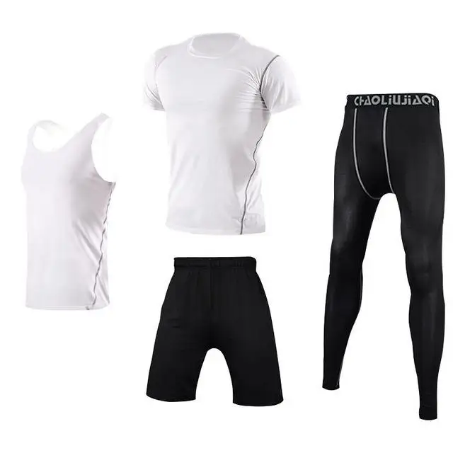 Men sportswear 4-5 Мужская спортивная одежда, Компрессионные спортивные костюмы, быстросохнущие комплекты для бега, одежда, спортивный костюм для бега, тренировок, тренажерного зала, фитнеса, спортивные костюмы, набор для бега - Цвет: Men sportswear 4-5