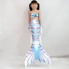 3 шт./компл. Новые Детские Костюм «Русалочка»; купальный костюм с хвостом русалки, купальный костюм платье русалки купальный костюм Купальник-бикини костюм