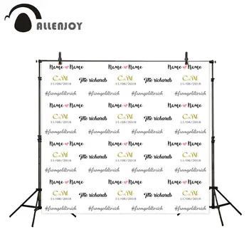 

Allenjoy Gold LOGO Custom Photographic Background Text Step And Repeat Wedding Birthday Photography Backdrops Photo Studio Props