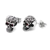 Wholesale Price Boy's Girl's 316L Stainless Steel Crystal Red Eye Skull Stud Push-back Earrings Jewelry 2