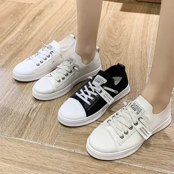 

Women Sports Shoes New Sneakers Women Comfortable Flat Shoes Soft Bottom White Running Women Flats Light Shoes E15-83