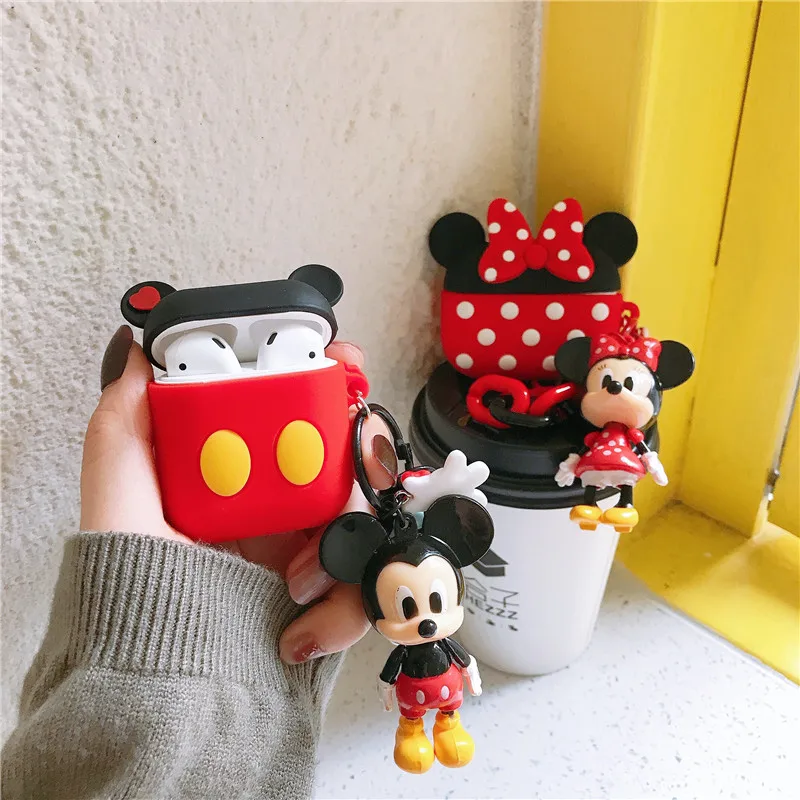 Чехол для наушников disney с милым мультяшным Микки и Минни Маус с такой же подвеской для Apple Airpods 1/2 Pro 3 силиконовый чехол для наушников