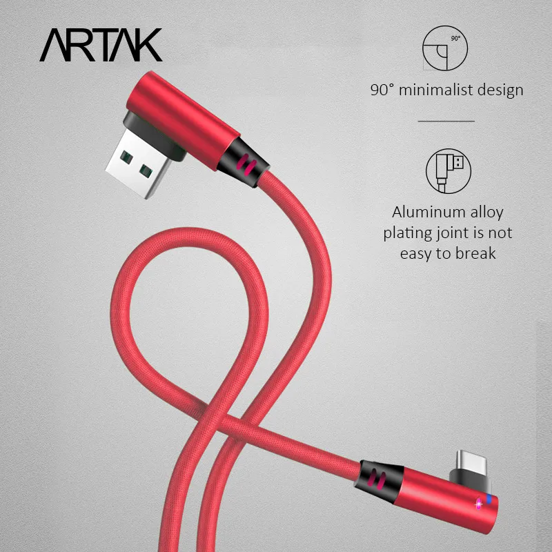 

Hot sale 90 Degrees Corner Right Angle Double Elbow Braided Fast Game Micro Type C Charging Usb Data Cable
