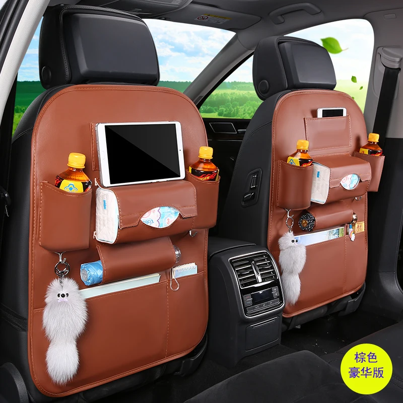 1PC PU Leather Car Seat Back Storage Hang Bag Multi-functional IPad Mini Holder Universal Back Seat Organizer for Kids Storage