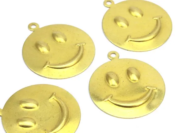 

12 амулет Smiley из сырой латуни (25 мм) S25045