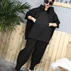 2022 Black Hip Hop 2 Piece Set Autumn Oversized Tracksuit Hooded Tops + Harem Pants Women Suit Female Cloak Bat Shirt Clothing ► Photo 3/6