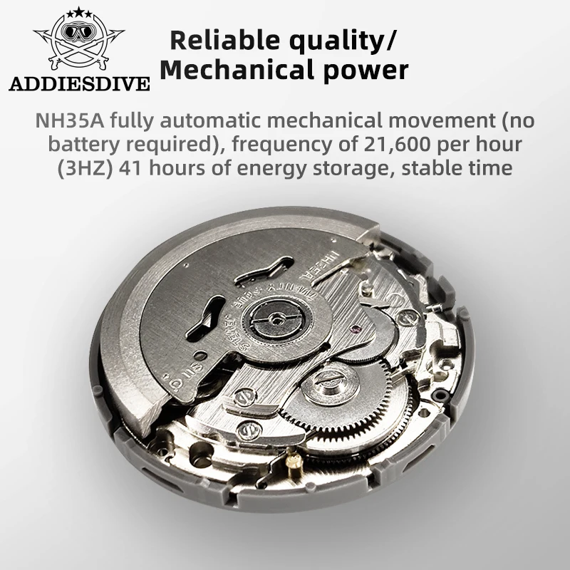 ADDIESDIVE AD2112 Luxury Men's Watch 38mm 316L Stainless Steel Sapphire Glass 100m Diver Reloj Hombre Automatic Mechanical Watch