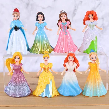 

8pcs/set Princess Dolls Ariel Snow White Rapunzel Merida Cinderella Belle Elsa Anna Mini PVC Figures Girls Brinquedo Toys