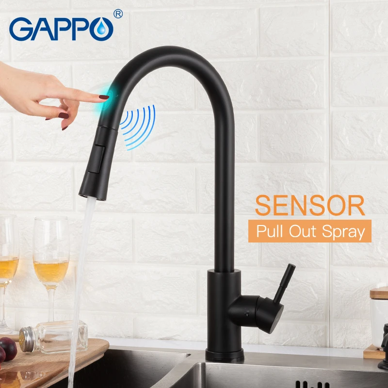 GAPPO Sensor Touch Kitchen Faucets Black Touch Inductive Sensitive Faucets Stainless Steel Mixer