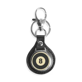 

Billiards Sport Simple Geometry Pattern Leather Metal Key Chain Ring Car Keychain Gift