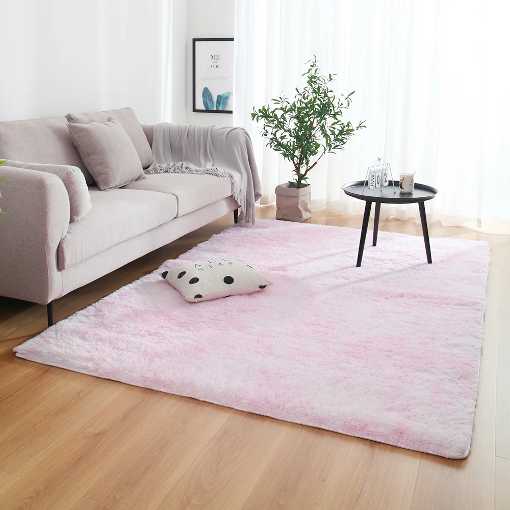 Мультиразмерные мягкие ковры, плюшевые Нескользящие Коврики для спальни, водопоглощающие коврики для гостиной, спальни - Цвет: Pink