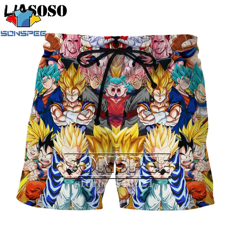 SONSPEE мужские шорты с 3d принтом японского аниме DBZ Dragon Ball Z Son Goku Kakarotto, пляжные повседневные шорты, пляжные шорты D02