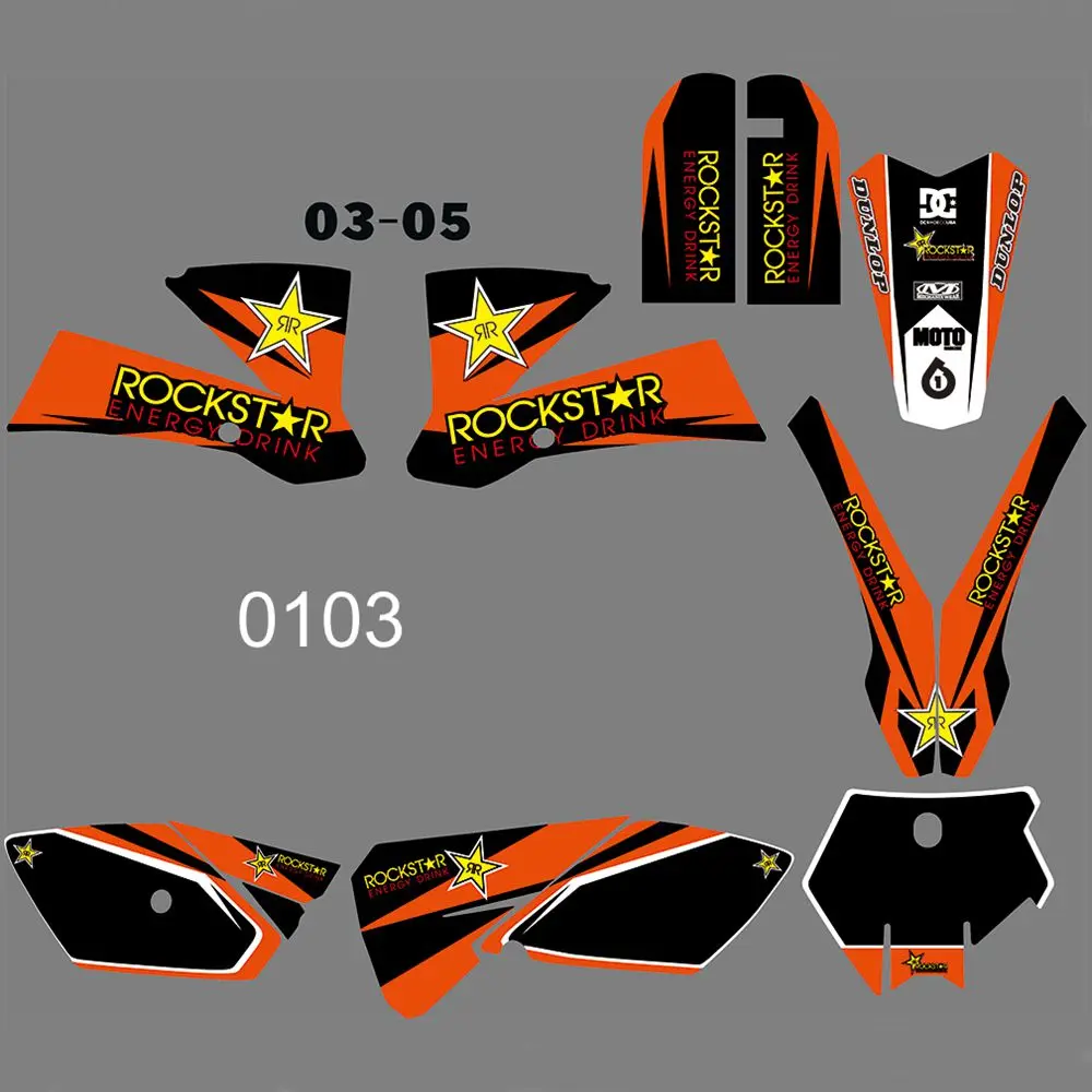 Для KTM 85 SX SX85 2003 2004 2005 Новые полные графические наклейки на заказ имя номера глянцевые яркие наклейки водонепроницаемые