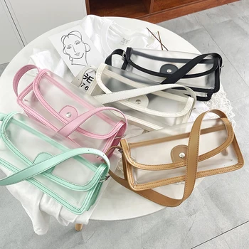 

PVC Transparent Shoulder Women Large Capacity Shopping Clear Handbags Armpit Clutch Clutch Women Beach Travel Purse