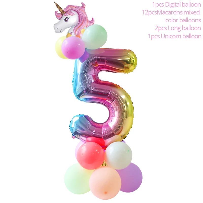 WEIGAO Розовый Единорог вечерние принадлежности Unicornio декоративная Растяжка тарелки воздушные шары салфетка детский душ декор для детского дня рождения - Цвет: Ballon 5 Set