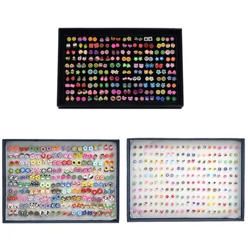 

100 Pairs/Set Random Plant Fruit Animal Stud Earrings For Women Kids Cute Bear Earring Set Mix Gifts