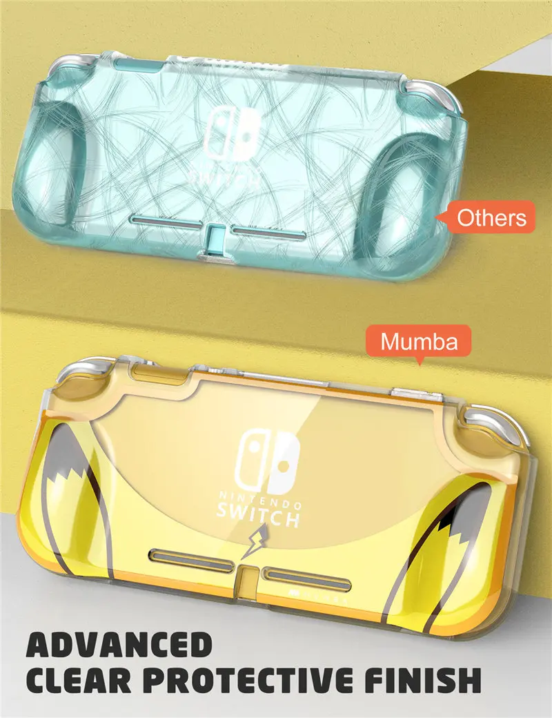 Mumba Case For Nintendo Switch Lite( Release), [Thunderbolt Series] Protective Clear Cover Case with TPU Grip(Yellow