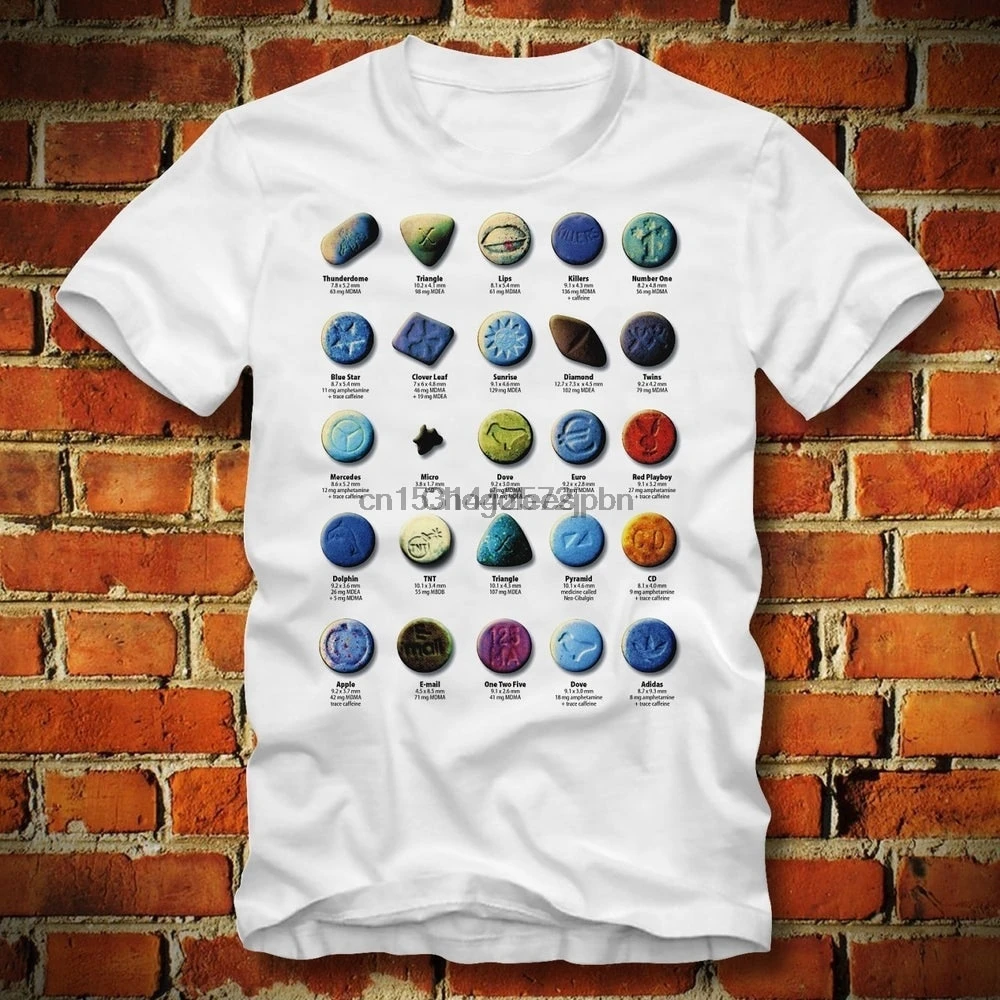 BOARDRIPPAZ Ecstasy T SHIRT Pills Brands MDMA Crystal Meth Dmt Techno Psychedelic Trance Edm Shirt Trippy |