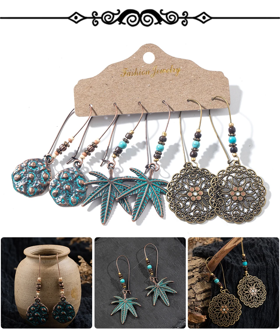 Bohemian Earrings Set Vintage Shell Tassel Oversize Round Hoop Dangle Drop Earrings For Women Indian Jewelry Party Gift