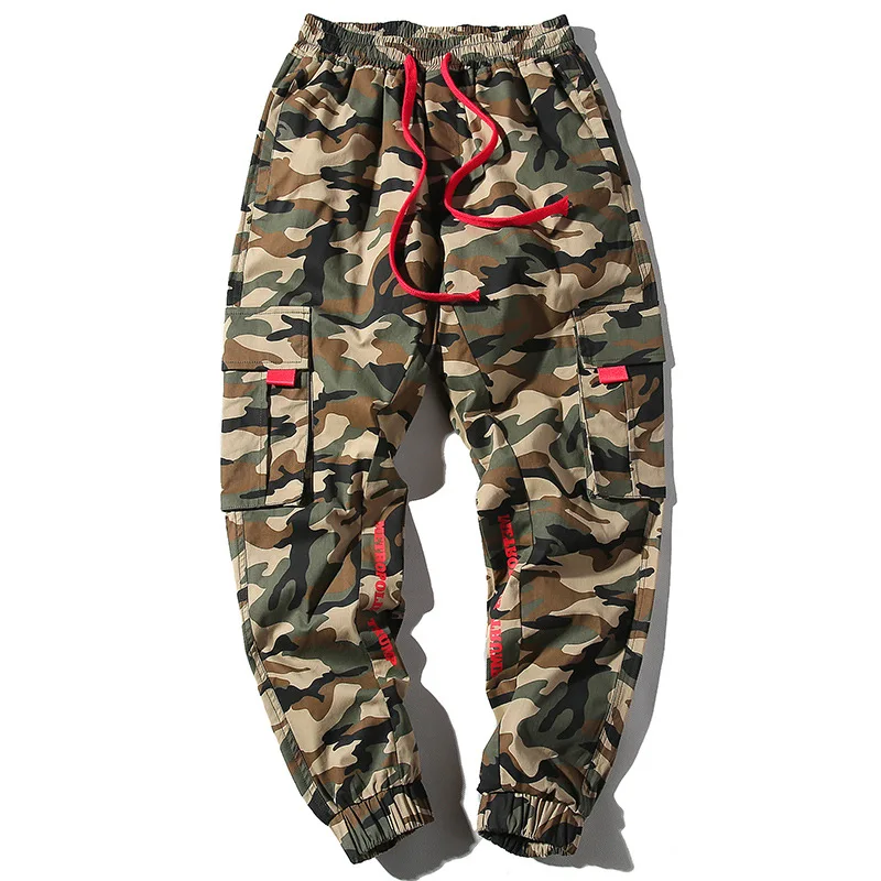 Men's Camouflage Autumn New Overalls Military Trend Multi-Pocket Casual Pants Loose Beam Pants Korean style Cargo Trousers - Цвет: Camouflage