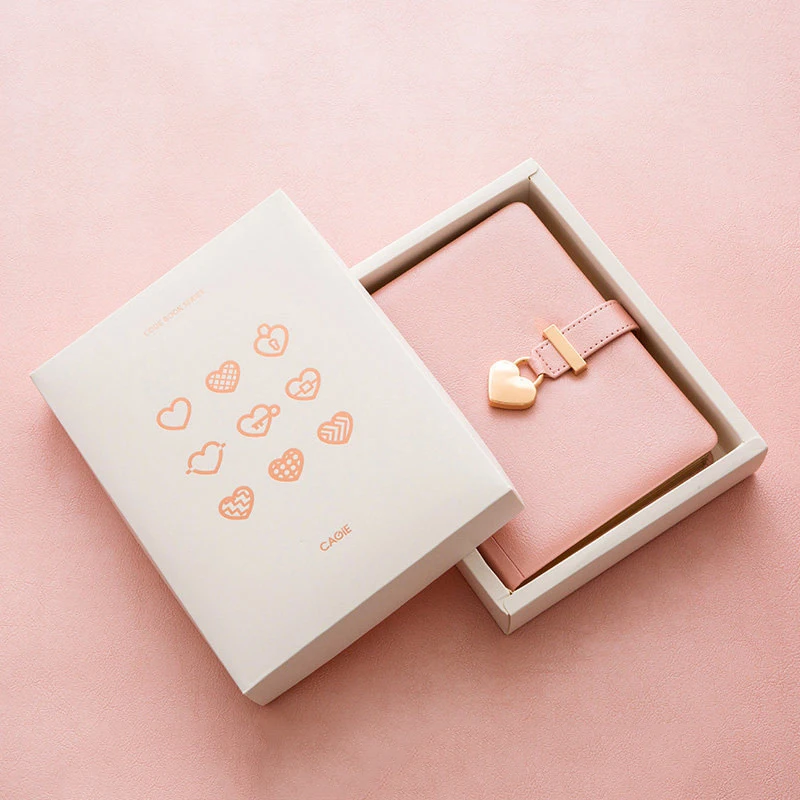 

Kawaii Journal Notebook Personal Diary with Lock Heart Shaped Key PU Leather Note Book For Girl Weekly Planner School Stationery