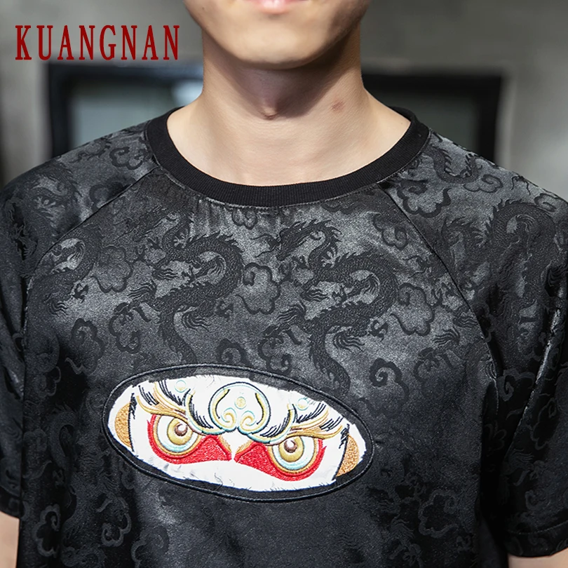 KUANGNAN Monkey King футболка с вышивкой Мужская футболка Мужская Уличная Футболка мужская футболка хип хоп 5XL одежда осень новая