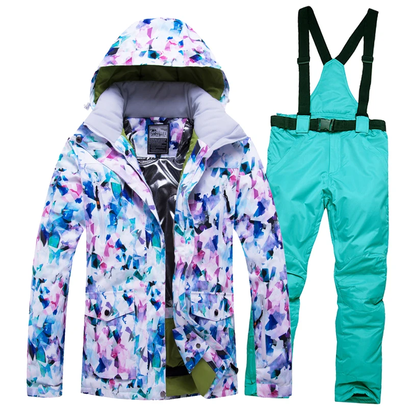 Женский лыжный костюм куртка для сноуборда брюки зимняя одежда брюки ветрозащитная водонепроницаемая Спортивная одежда для улицы женская утепленная с капюшоном