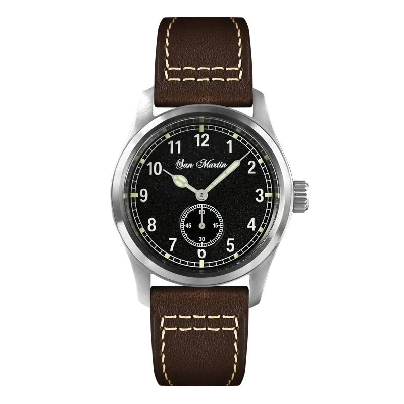 

San Martin Mens Pilot Watches Men Quartz Watch Military Wristwatch 20Bar Water Resistant BGW-9 Luminous Sapphire Mirror 6004D