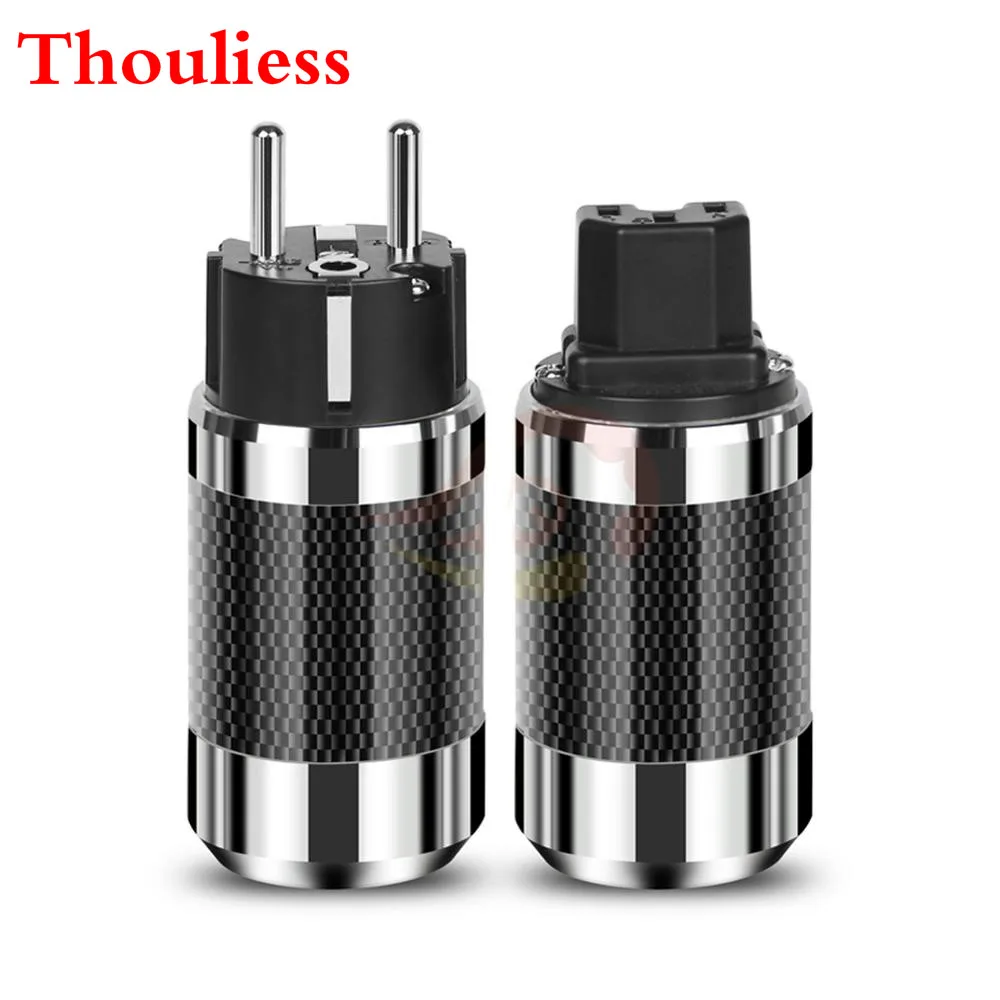 Thouliess pair HIFI Carbon Fiber Rhodium Plated Electrical IEC Female Connector EU EUR Schuko Power Plug Socket AC Cable | Электроника