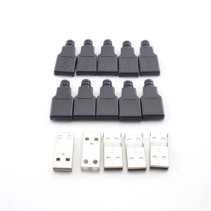 5/10 шт. 4 Pin Тип Женский Мужской USB 2,0 адаптер спаяное гнездо разъема с черным Пластик крышка разъем DIY штекер C12