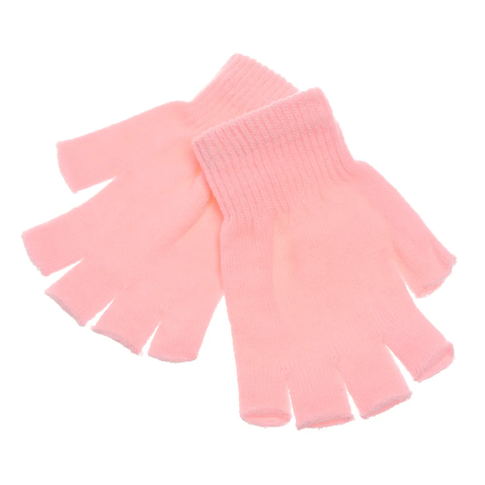 Unisex Knitted Stretch Elastic Warm Half Finger Gloves 1 Pair for Winter Men Women