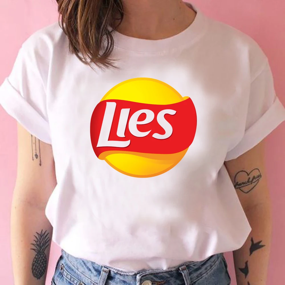 Женская футболка в стиле Харадзюку Повседневная с забавным логотипом и принтом