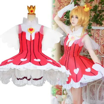 

Cosplay Costume Anime Cardcaptor Sakura Clear Card Rose Heart Red Dress Set Outfit Womens Ladies Lolita Halloween Party Dress