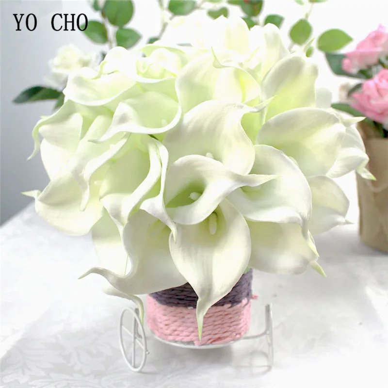 Йо Чо Свадебный букет невесты водопад свадебный цветок искусственный шелк роза Калла Лилия розовый поддельный Алмаз жемчужные роскошные букеты