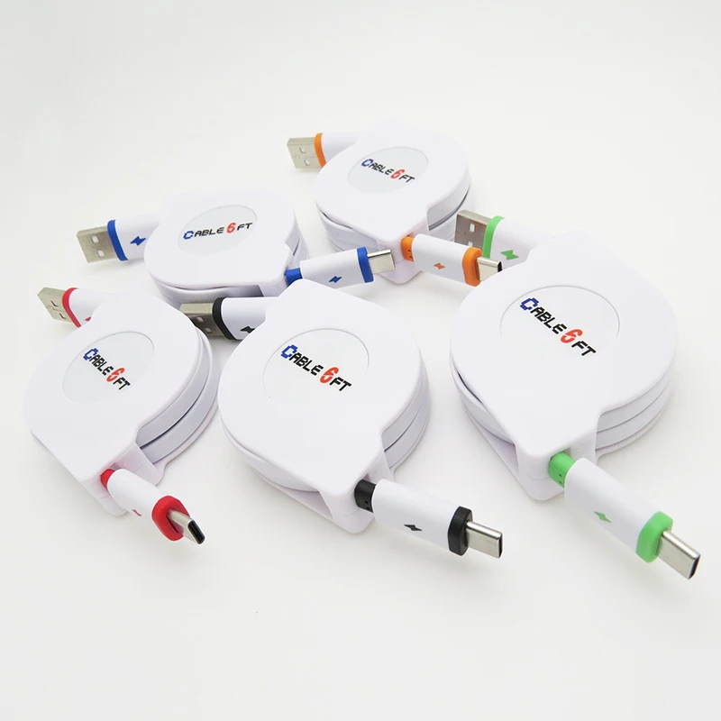 Type-c Выдвижной зарядный кабель 1 м 2 м 3M USB3.1 Кабель зарядного устройства для Xiaomi huawei Mate9/10 P9 LeTV Pro3 LGG5 GALAXY S8 5V2A