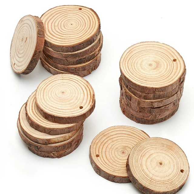 2-10cm 1/10pcs Natural Pine Round Unfinished Wood Slices With Bark