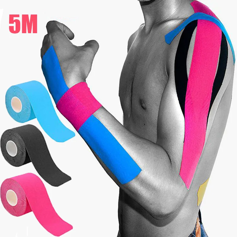Elastic 5m Kinesiologie Tape /Sport Physio Schulter Körper Muskel Unterstützung