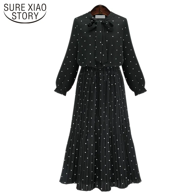 Big Promo hOyep Blusas femininas elegant women dress 2019 long sleeve dress women long dress dot bow black chiffon dresses 3XL plus size 1475 45 Big Promo hOyep Blusas femininas elegant women dress 2019 long sleeve dress women long dress dot bow black chiffon dresses 3XL plus size 1475 45