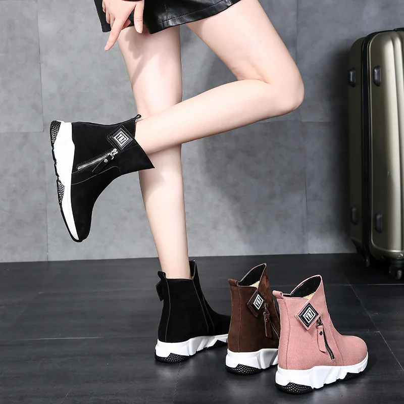 

La-888 Flat Short Boots Women's 2019 Autumn And Winter round-Toe Side Zipper Thick Bottomed Korean-style Versatile 34 Large Size