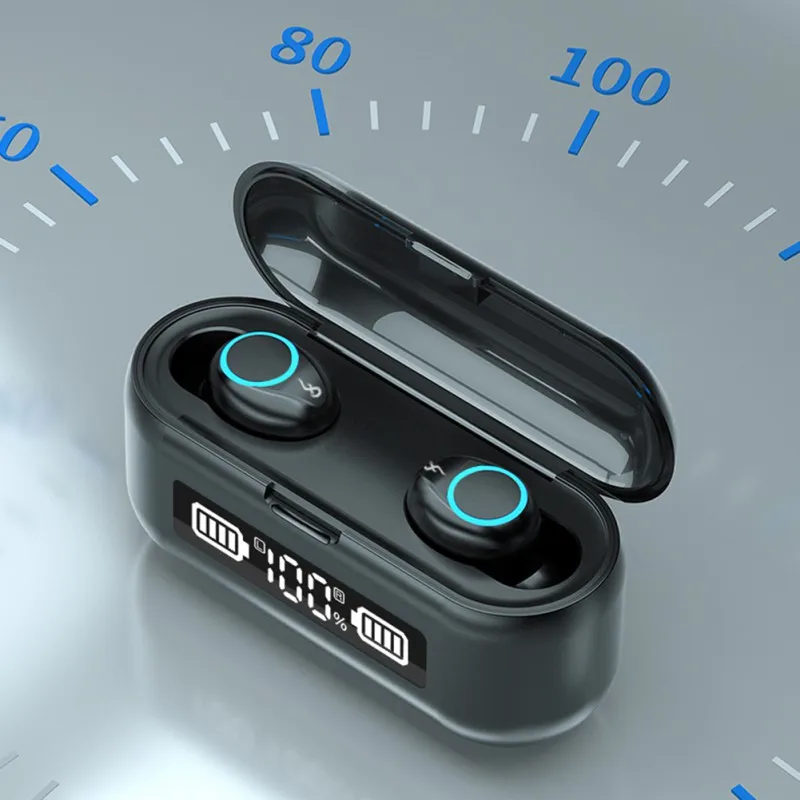 F9 45 Bluetooth In Ear Headset LED Touch Control True Wireless Noise Cancelling Earphones With Microphone Charging Box