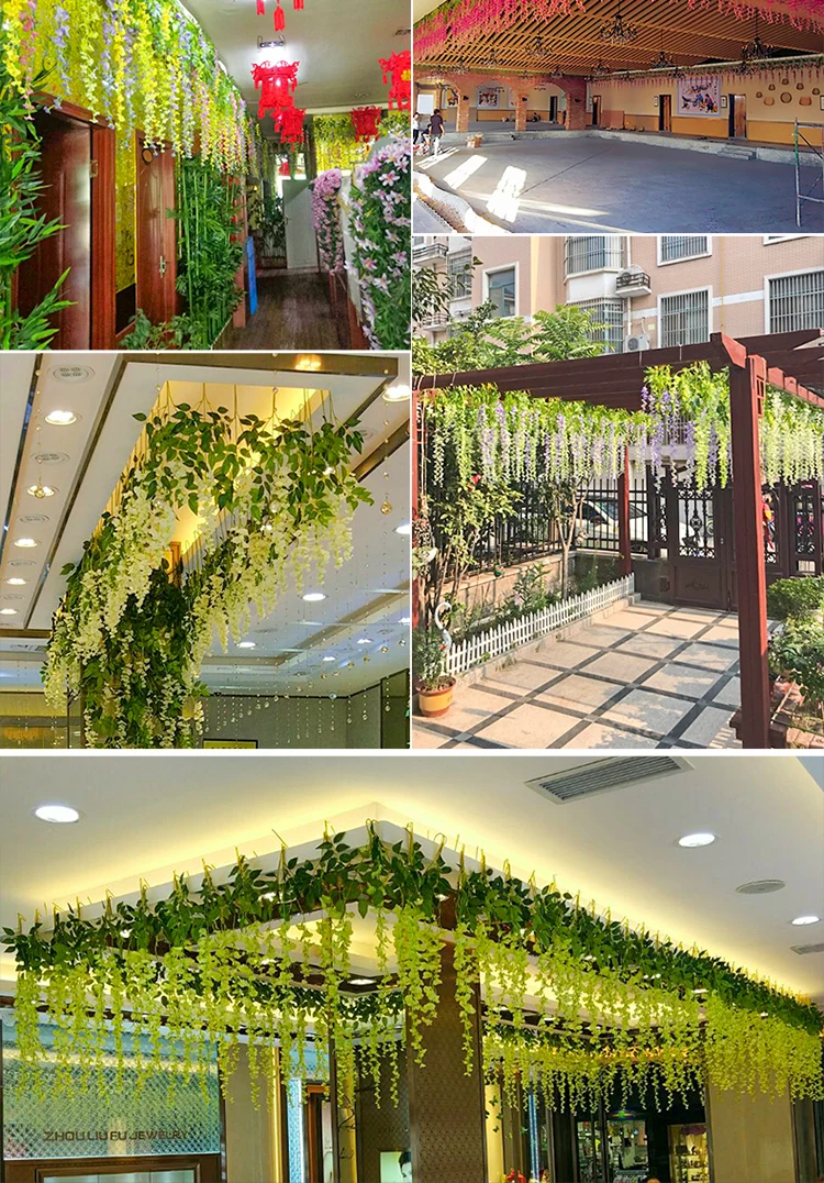 JAROWN Wisteria Artificial Flowers Wedding Arch DIY Decor Party Festival Decor Flowers Garden Hanging Plant Vine (12)