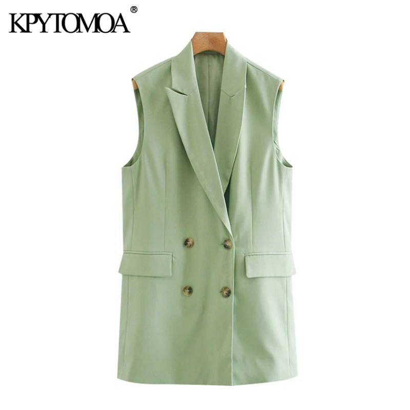 Kpytomoa Gilet Croise Sans Manches Pour Femme Vintage A La Mode Vetement D Exterieur Chic Collection 2020 Aliexpress