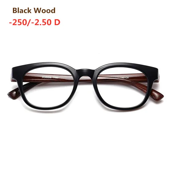8 цветов ретро круглые очки для глаз мужские и женские ультрасветлые при миопии очки при близорукости очки готовые-1-1,5-2-2,5-3-3,5-4 - Цвет оправы: BlackWood Myopia250