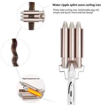 

Professional Curling Iron 22mm Ceramic Triple Barrel Hair Styler Hair Waver Styling Tool 110-220V Hair Curler Electric Curler EU