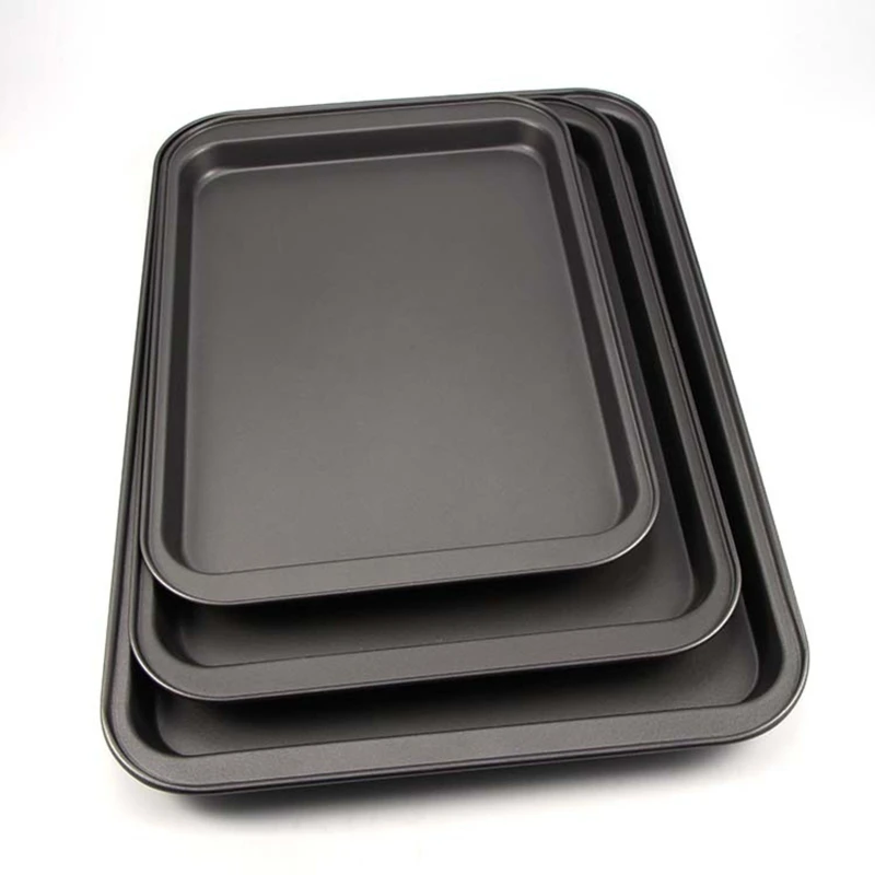 Baking Pan Carbon Steel Rectangle Plate Tray Non Stick Pizza Pan Cake Mold Baking Bakeware