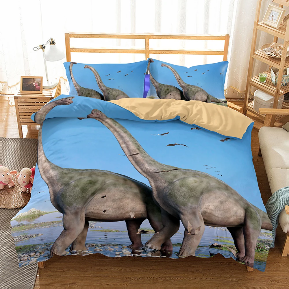 BEST.WENSD,, bedding-set-3d, HD набор пододеяльников для пуховых одеял с изображением животных динозавров, темно-зеленые постельные принадлежности, набор постельного белья с изображением динозавров высокого качества