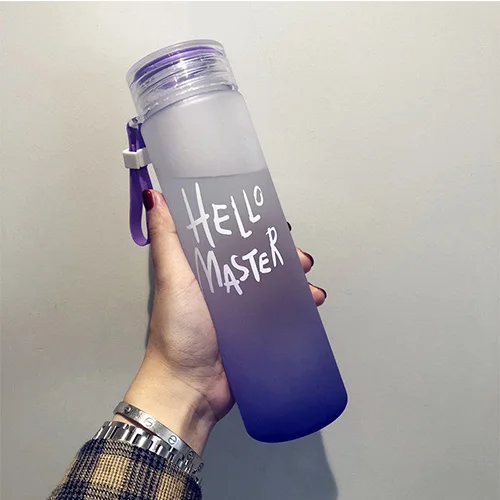 500 мл пластиковая бутылка для воды спортивная переносная веревка детская питьевая утварь наружное прямое герметичное уплотнение для скалолазания - Цвет: Purple